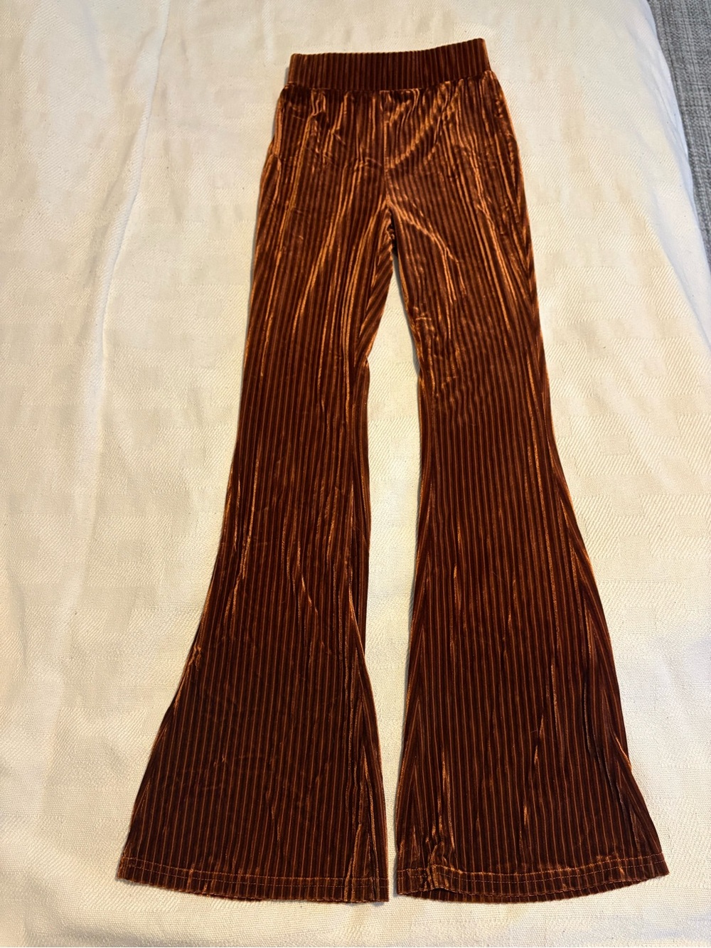 SHEIN Velvet Ribbed Flare Pants - Brown